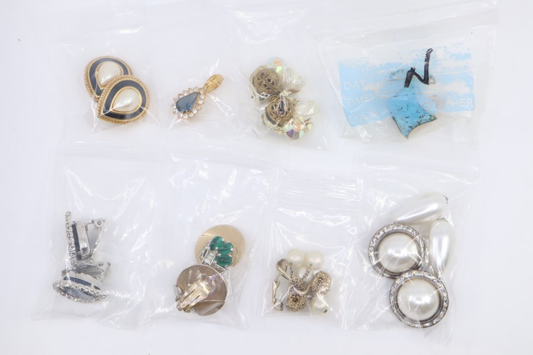 ASSORTED LOT- VINTAGE EARRINGS, CUFF LINKS, PENDANT; MONET, BOUCHER, ROMAN, ETC. (1 of 7)