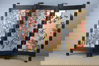 FALL SCREEN: CANADA GEESE & MAPLES ACRYLICS ON CEDAR W/RED OAK SHOU-SUGI-BAN FRAMES FALL 2016,