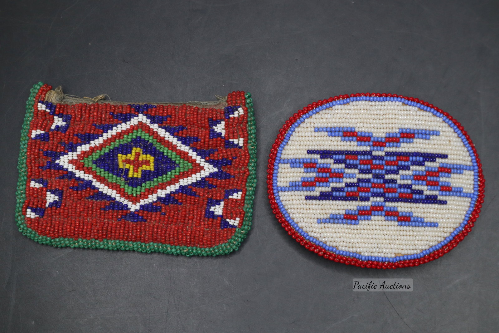 NATIVE AMERICAN STYLE BEADED COIN PURSE 4.75X3.25" AND BEADED BELT BUCKLE 4.375X3.5: DESCRIPTION: NATIVE AMERICAN STYLE BEADED COIN PURSE 4.75X3.25" AND BEADED BELT BUCKLE 4.375X3.5 CONDITION: Please See Photos For Condition. Condition Is Commensurate With Age And Use. We Aim To Take 