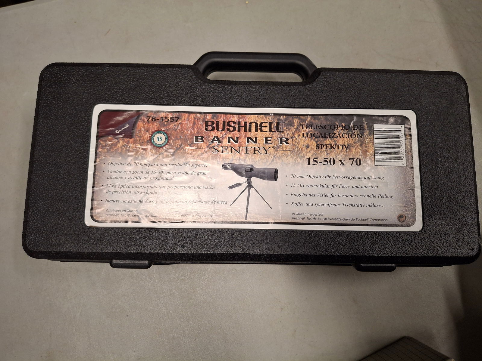 BUSHNELL BANNER SENTRY SPOTTING SCOPE, 15-50X70, 78-1557, WITH BOX. (1 of 3)
