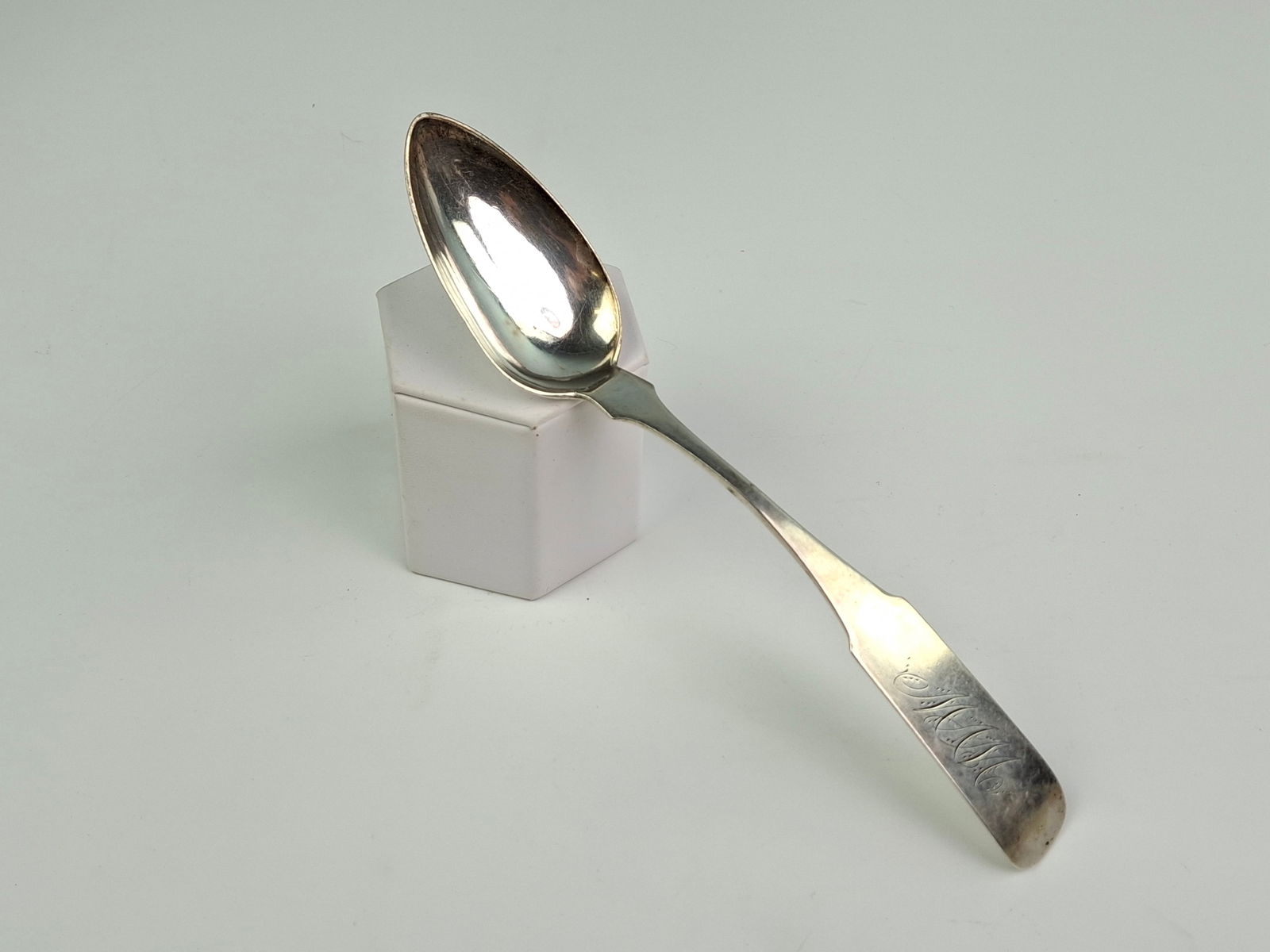 1800'S COIN SILVER SPOON C.E. ECKEL 7-3/8" 30 G, WITH MONO (1 of 5)