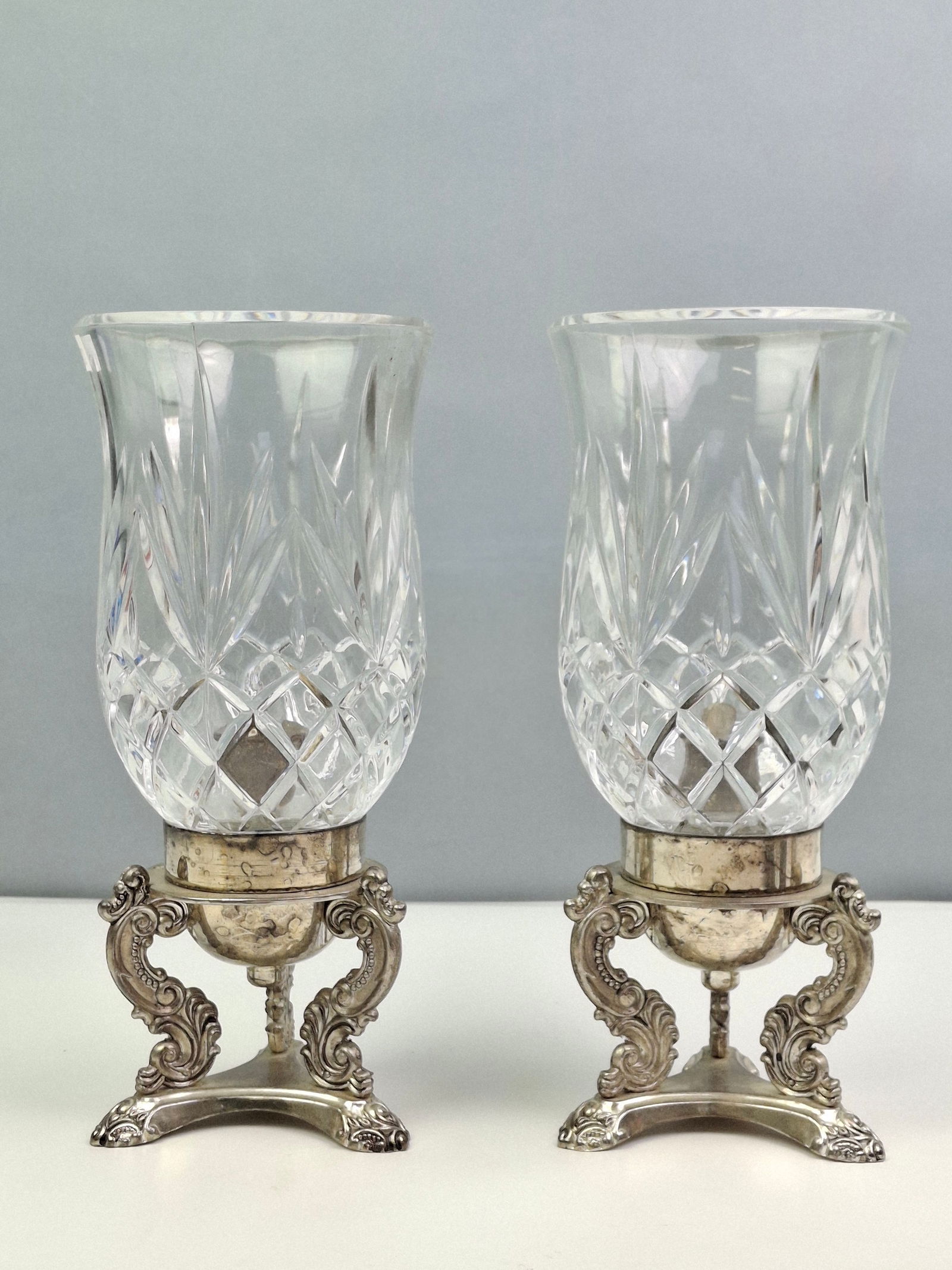 PAIR GODINGER SILVER AND CRYSTAL CANDLE SCONCES, 10"H: DESCRIPTION: PAIR GODINGER SILVER AND CRYSTAL CANDLE SCONCES, 10"H. CONDITION: Please See Photos For Condition. Condition Is Commensurate With Age And Use. We Aim To Take Additional Photos Of Any Noti