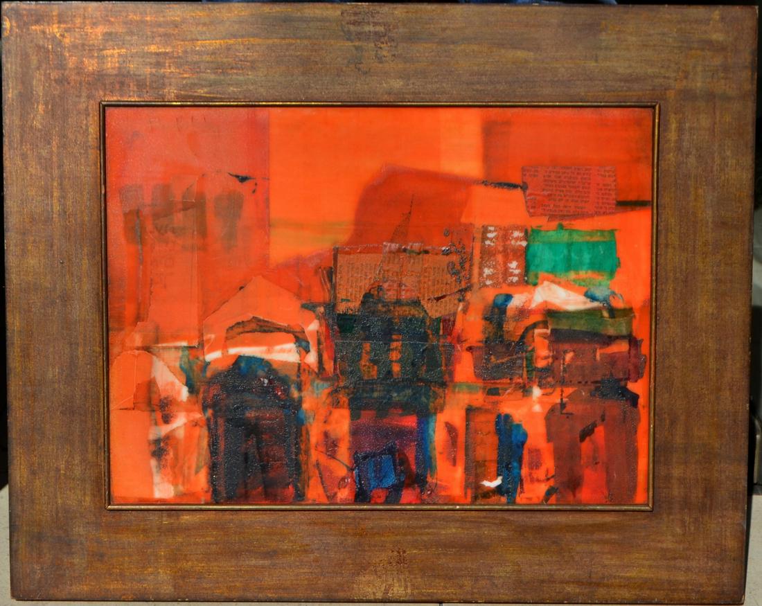 Raúl Pavlotzky (1918-1998) Collage on acrylic.: Cuadro de Raúl Pavlotzky (1918-1998). Técnica mixta: collage sobre acrílico. "Formas." Firmado arriba a la izquierda. Medidas: alto 33.5 cm - ancho 45.5 cm. Pequeñas averías.