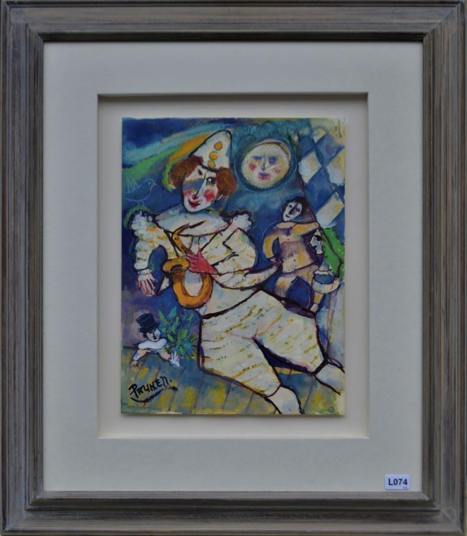 Carlos Prunell (1943-) watercolor on cardboard. (1 of 1)