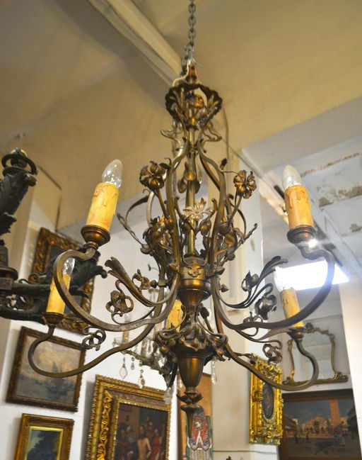 Arte Nouveau Five Lights Chandelier Arte Nouveau Five Lights Chandelier