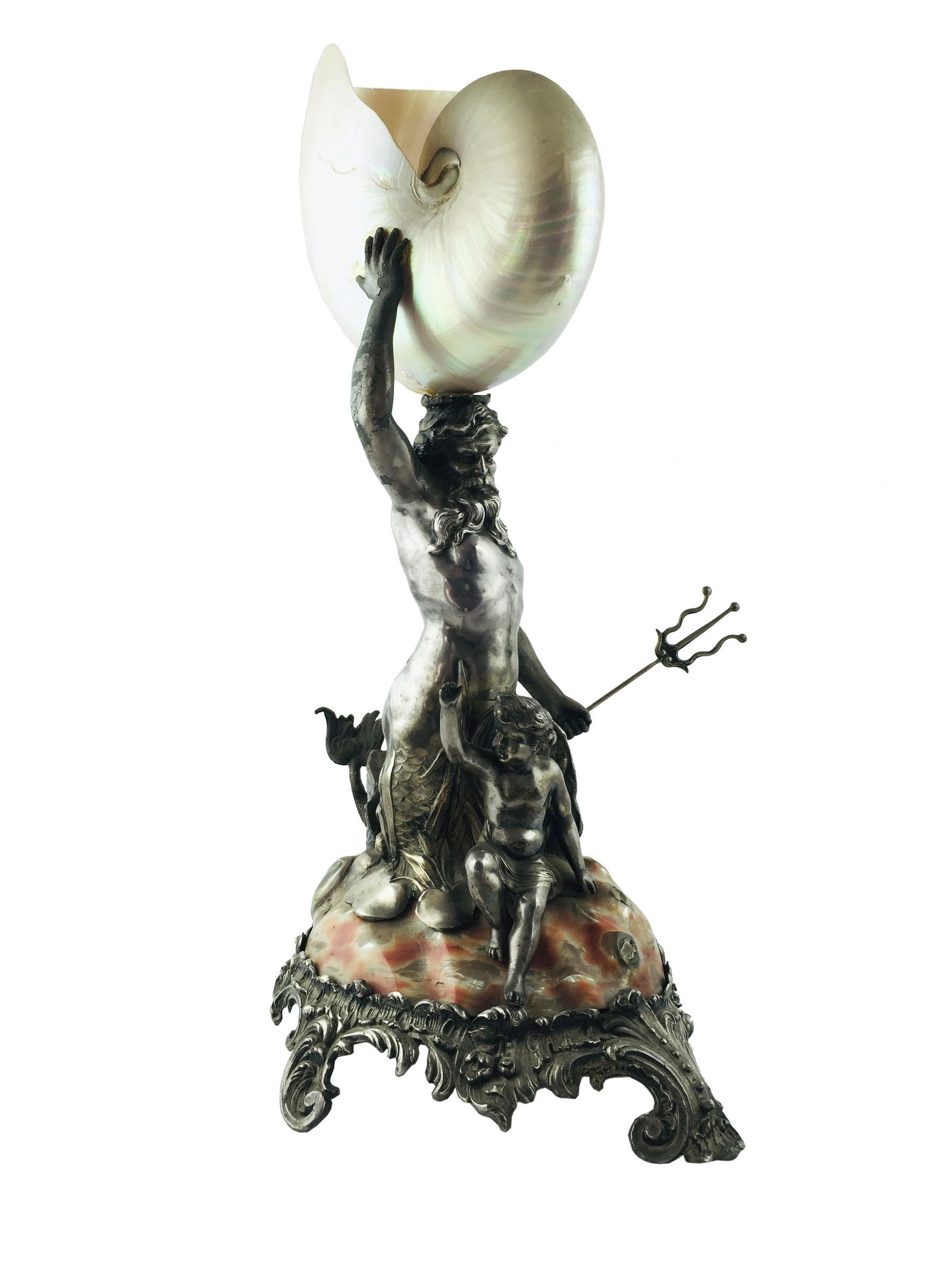 Sculpted silver-plated metal nautilus cup (1 of 3)