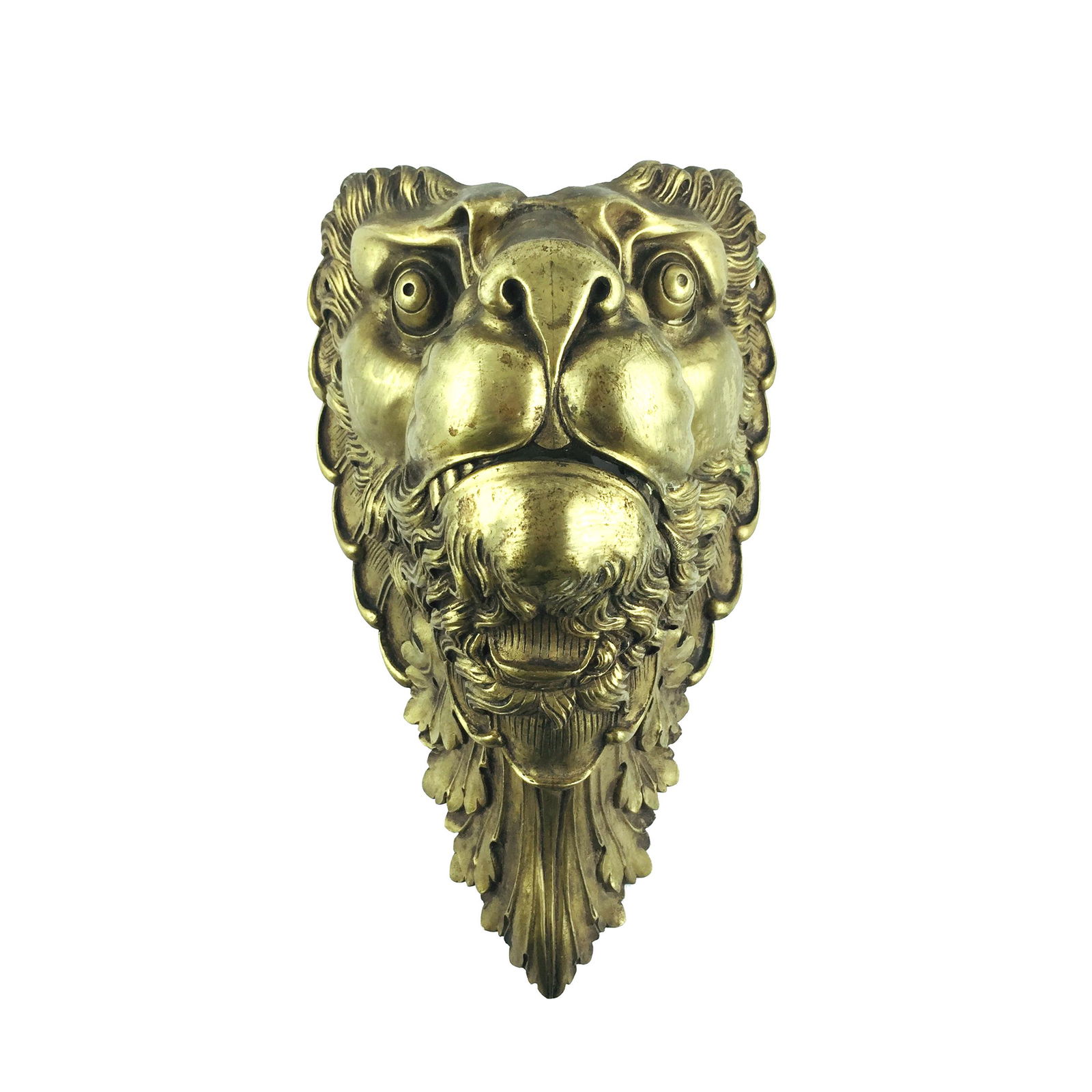 Pair of sculpted bronze "lion faces (1 of 2)