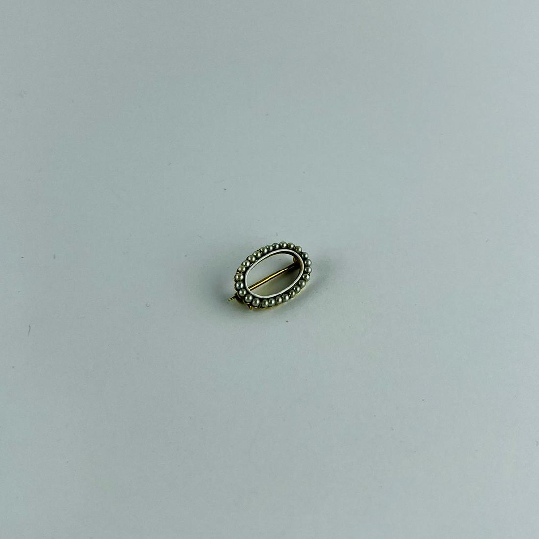 18 K gold brooch, pearls and enamel (1 of 1)