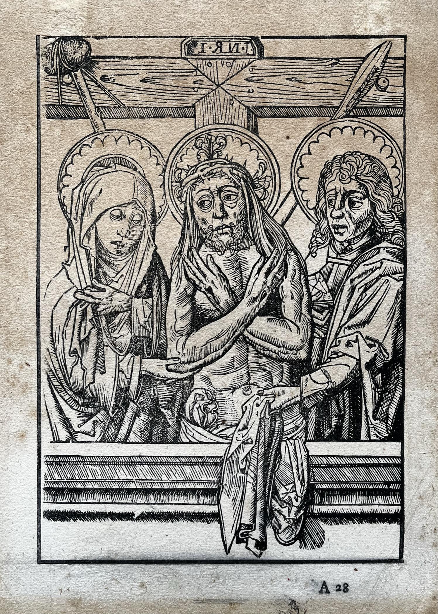 Hans Albrecht von Derschau: HANS ALBRECHT VON DERSCHAU (German School, 1754-1828) Engraving "Stabat Mater" Numbered "A28" lower right 11.5" x 8.5" Printed by Rudolph Zacharias Becker (Erfurt, 1752-1822) for the book "Xilographie