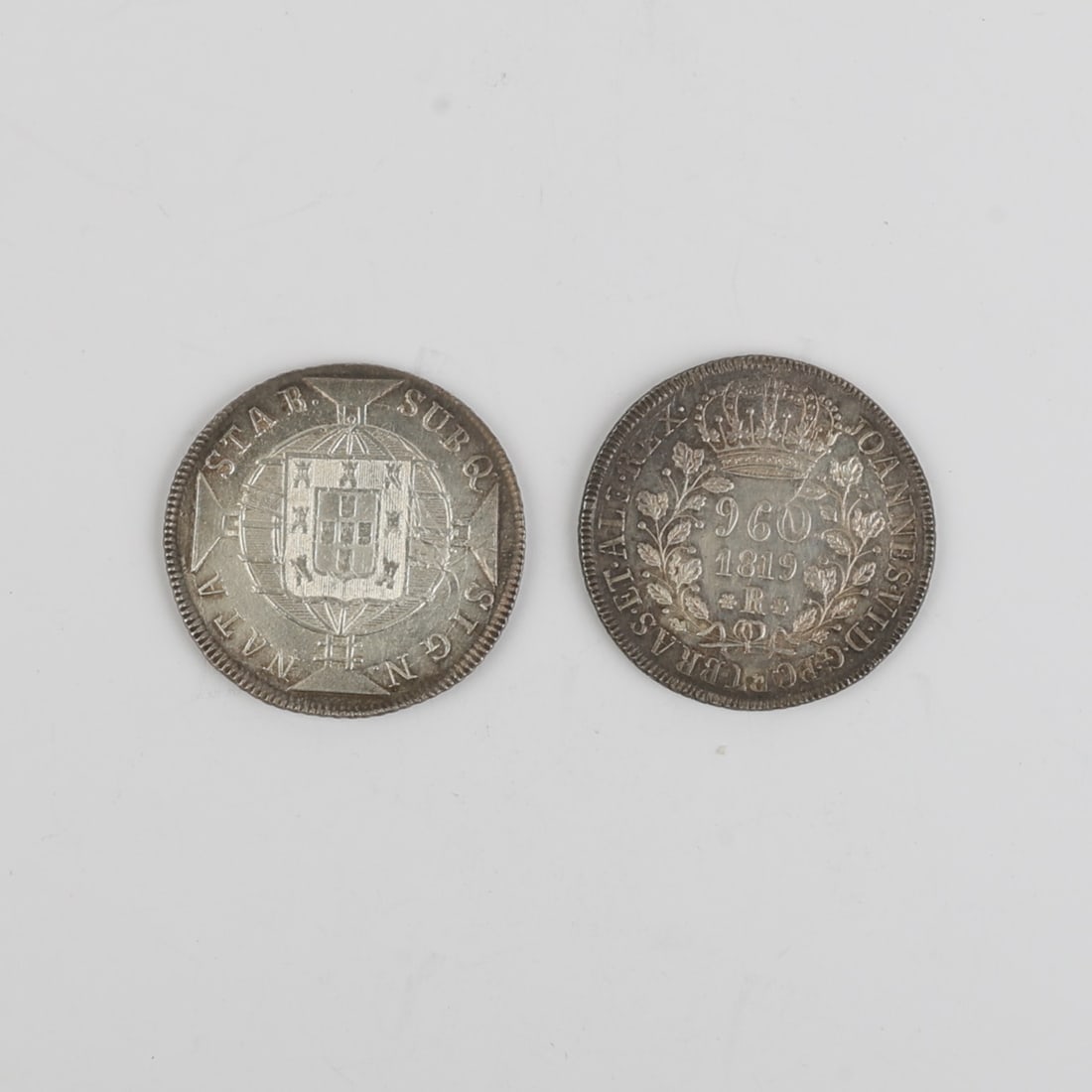 2 portuguese silver coins 1819 (1 of 1)