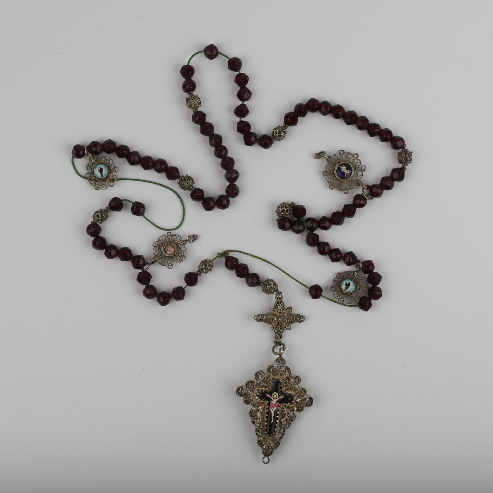 XIX century Austro Hungarian rosary in crysttal silver and enamel (1 of 1)