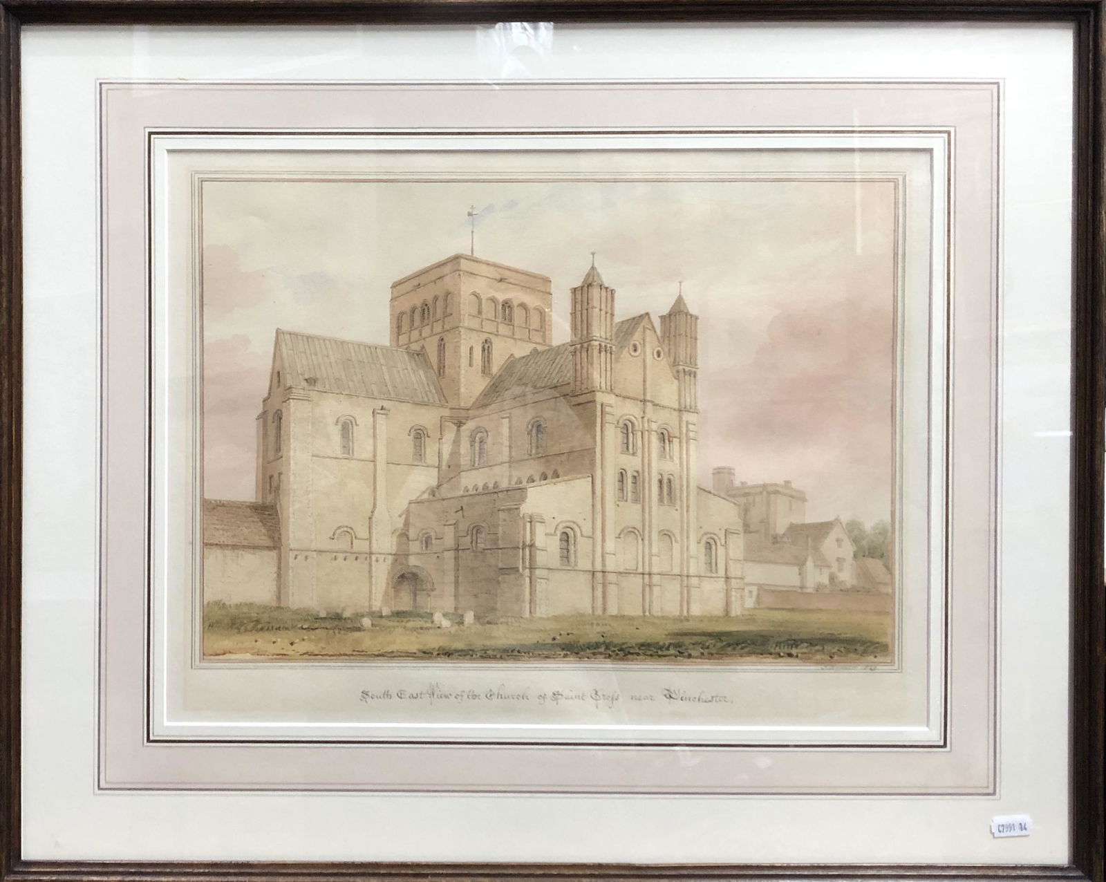 John Chessell Buckler (1793-1894): John Chessell Buckler (1793-1894) - South East View of the Church of Saint Cross near Winchester', watercolour, signed and dated 1829 lower right, and inscribed to margin, 34 x 44 cm