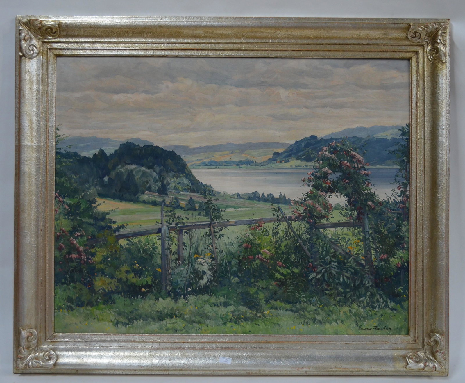 Bruno Flashar (1887-1961): Bruno Flashar (1887-1961) - An extensive German landscape, oil on canvas, signed lower right, 91 x 115 cm Exhibited: 'Haus der Deutschen Kunst Munich', 1939, original label on frame