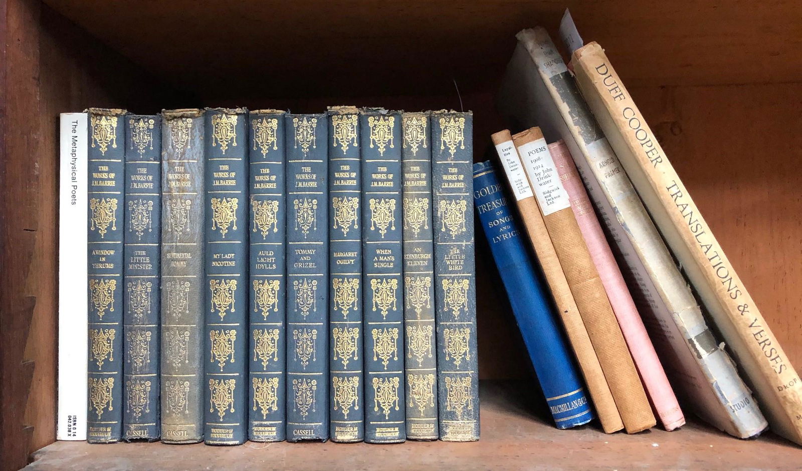 Various 20th century books of poetry: Various 20th century books of poetry including Duff Cooper & John Drinkwater to/w a biography of Russell-Flint by Arnold Palmer and Works of J M Barrie in ten volumes