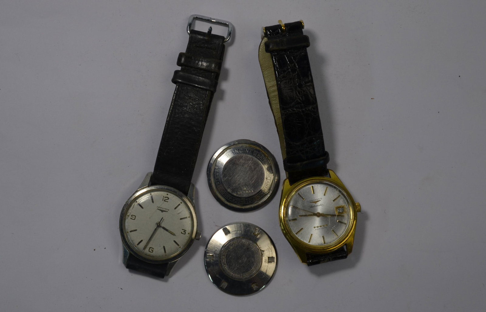 A gentleman's Longines Admiral FiveStar wristwatch with: A gentleman's Longines Admiral FiveStar wristwatch with automatic movement, in gilt base metal case no 15257006 (circa 1970), to/w a gentleman's stainless steel Longines wristwatch with 17-jewel movem