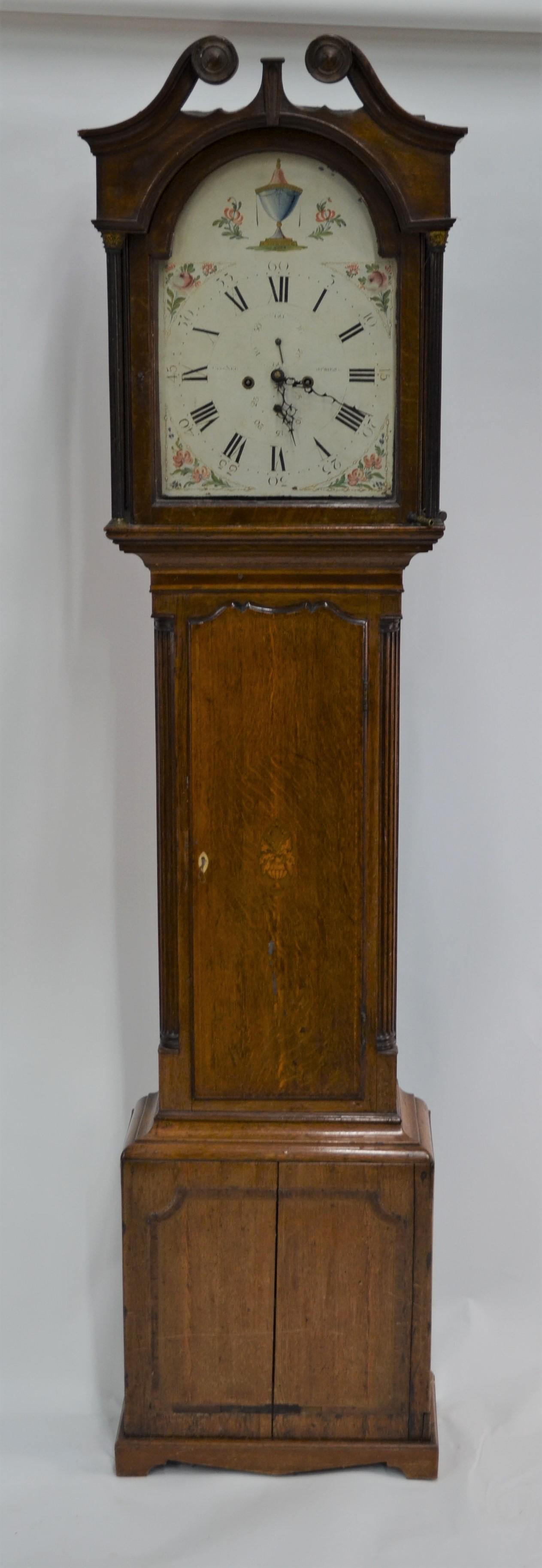 A Victorian oak 8-day longcase clock: George Neilson (Scottish) - A Victorian oak 8-day longcase clock, the enamelled arched dial with subsidiary seconds and date, 217 cm h o/all