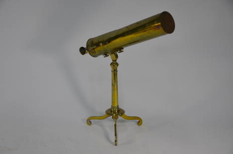 A 19th century brass 3 in reflecting astral telescope: A 19th century brass 3in reflecting astral telescope on folding tripod stand, by Alexander McKenzie, London, 43 cm overall