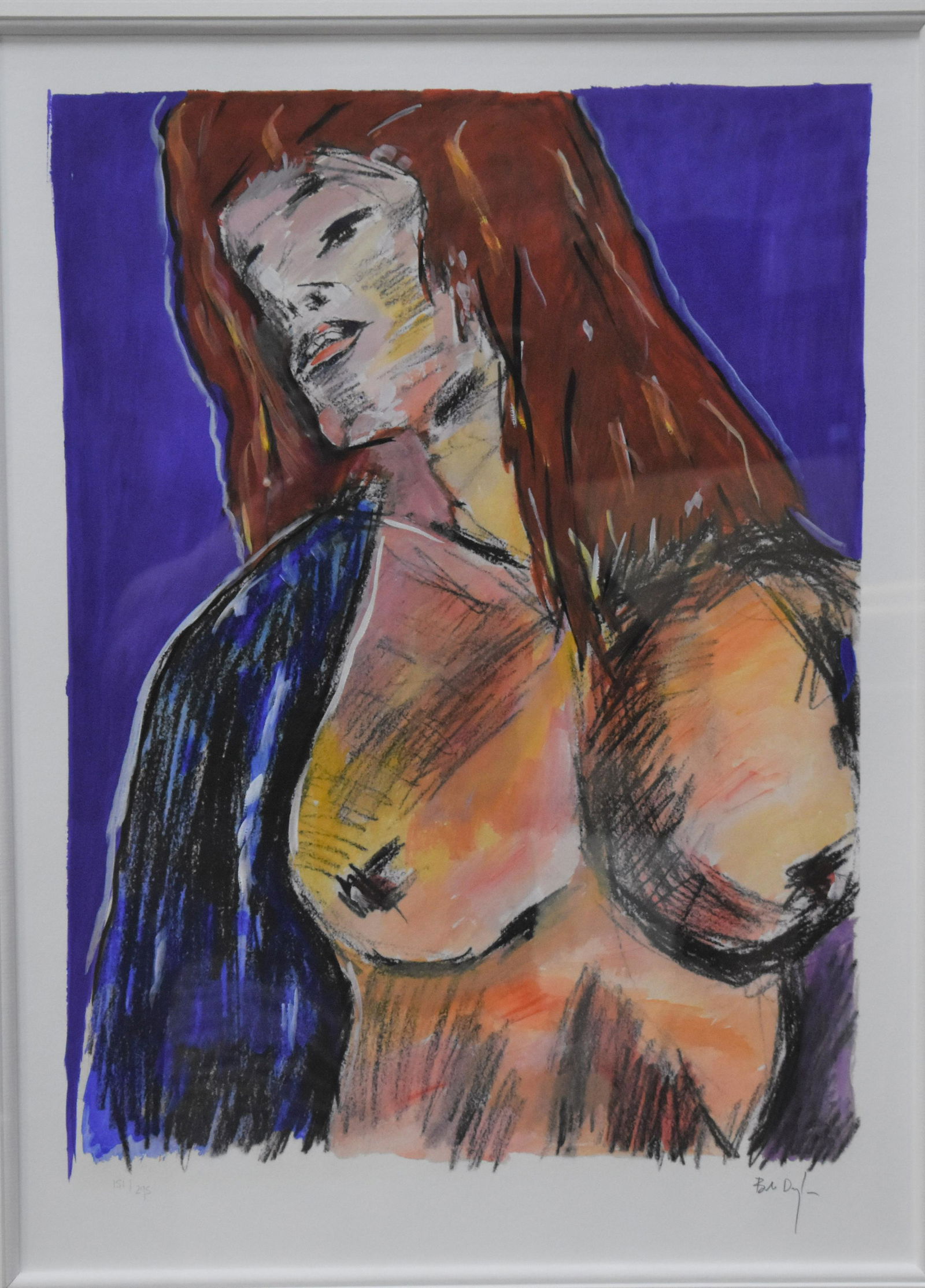 Bob Dylan (b 1941) - giclee colour print: Bob Dylan (b 1941) - 'Cassandra', giclee colour print, pencil signed to lower right and numbered 151/295, 62 x 45 cm