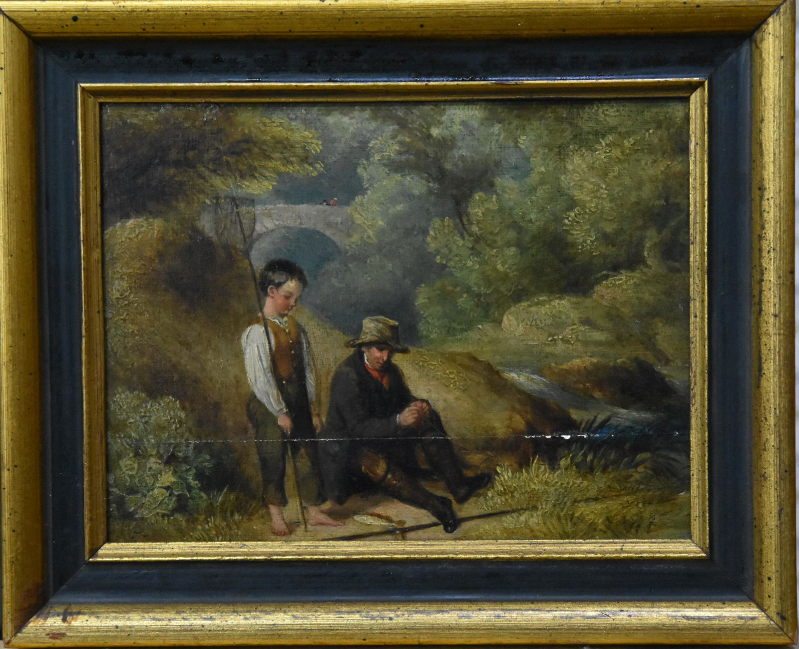 Circle of William Collins (1788-1847) oil on panel: Circle of William Collins (1788-1847) - 'Fisherman and boy', oil on panel, 16 x 21 cm, Tryon Gallery label to reverse Prov - lot 434 Christie's 7 June 2017