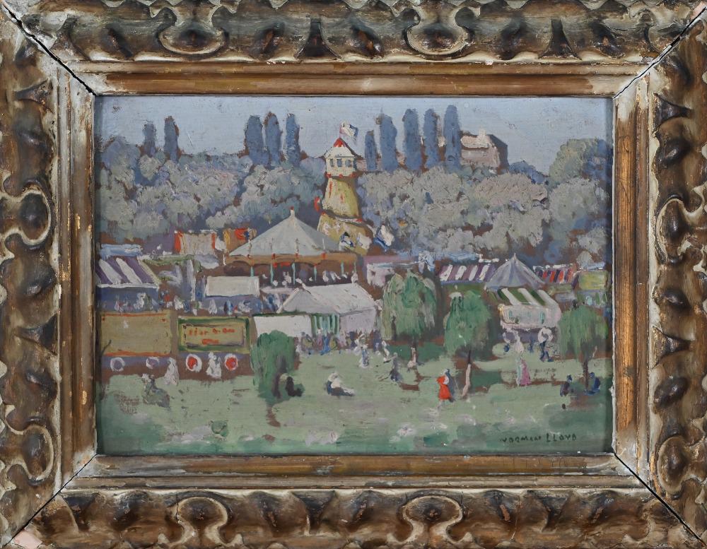 Norman Lloyd (1894-1983): Norman Lloyd (1894-1983) - 'Bank Holiday, Hampstead Heath', oil on board, signed lower right, 17.5 x 24.5 cm
