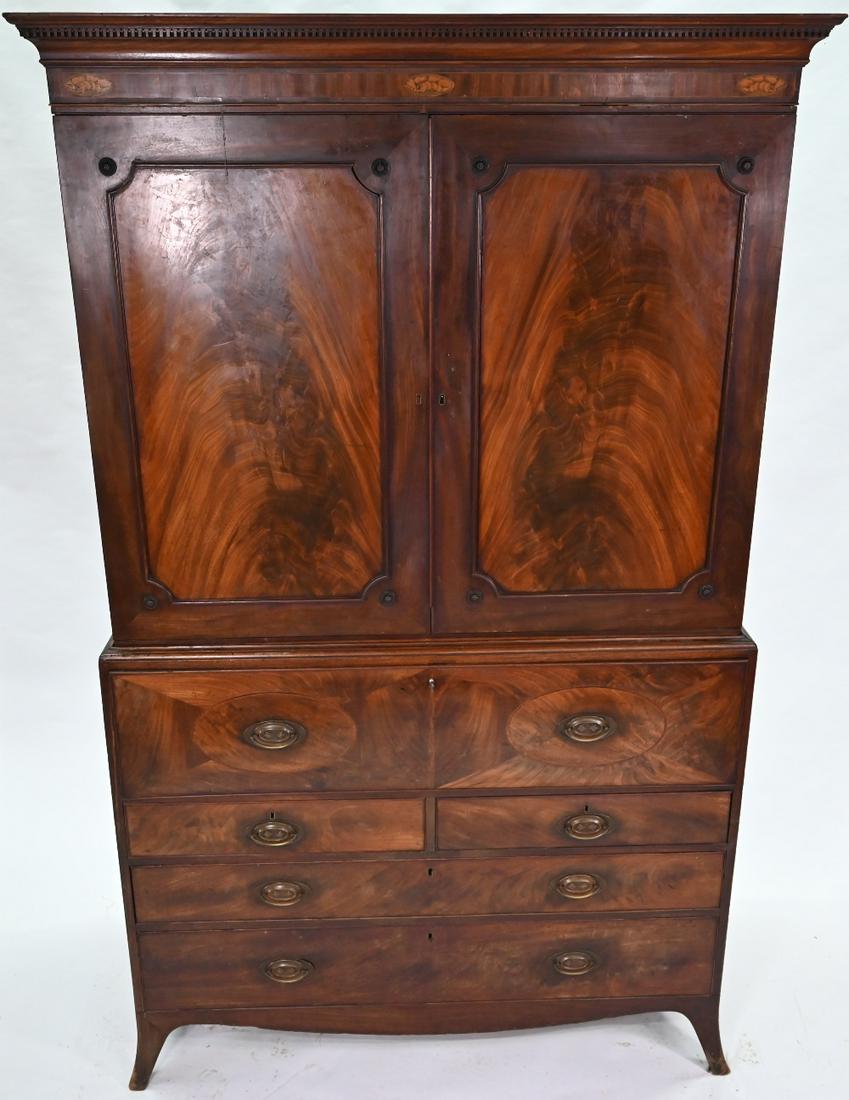A Regency figured mahogany secretaire linen press (1 of 8)
