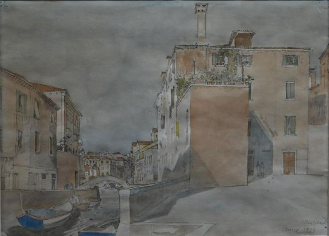 John Ward (b 1948?): John Ward (b 1948?) - 'Rio de Santa Marghareta, Venice', watercolour, signed and dated 1973, 23 x 32 cm Buyers premium 30% (inc VAT)