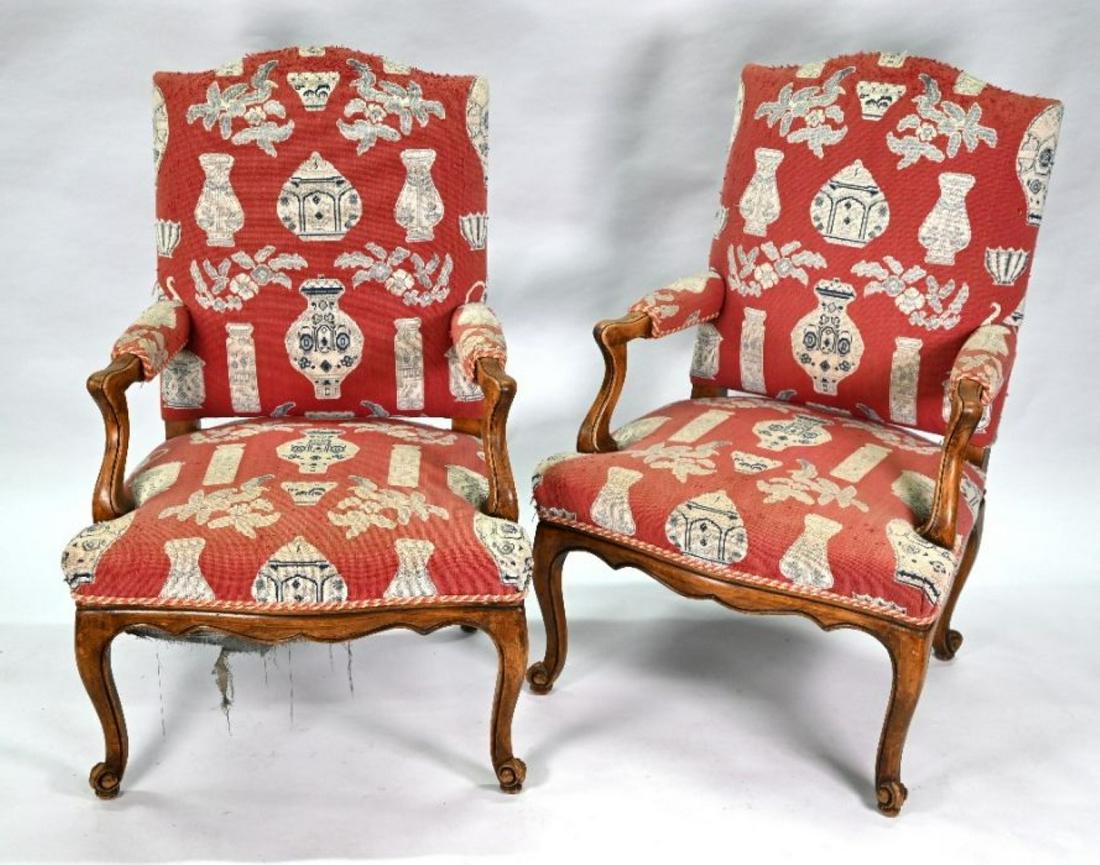 Pair of French oak framed salon armchairs (1 of 5)