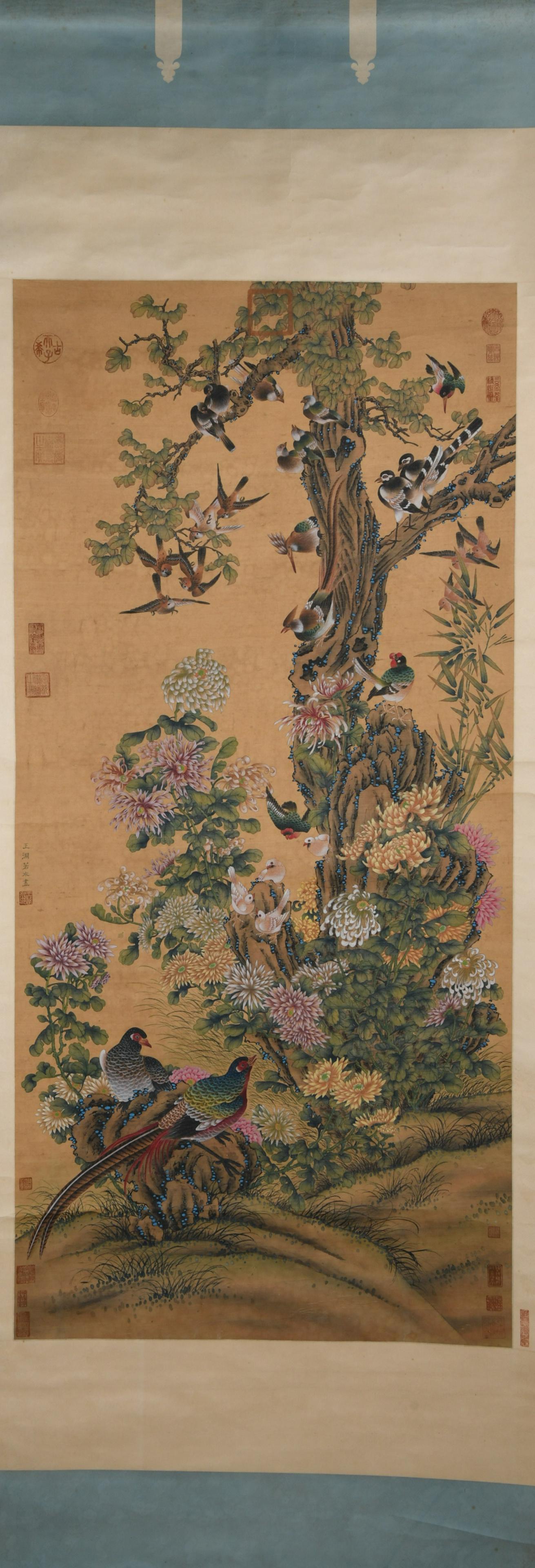 Song dynasty Wang yuan's flower and bird painting: length63.4in,width29.5in,