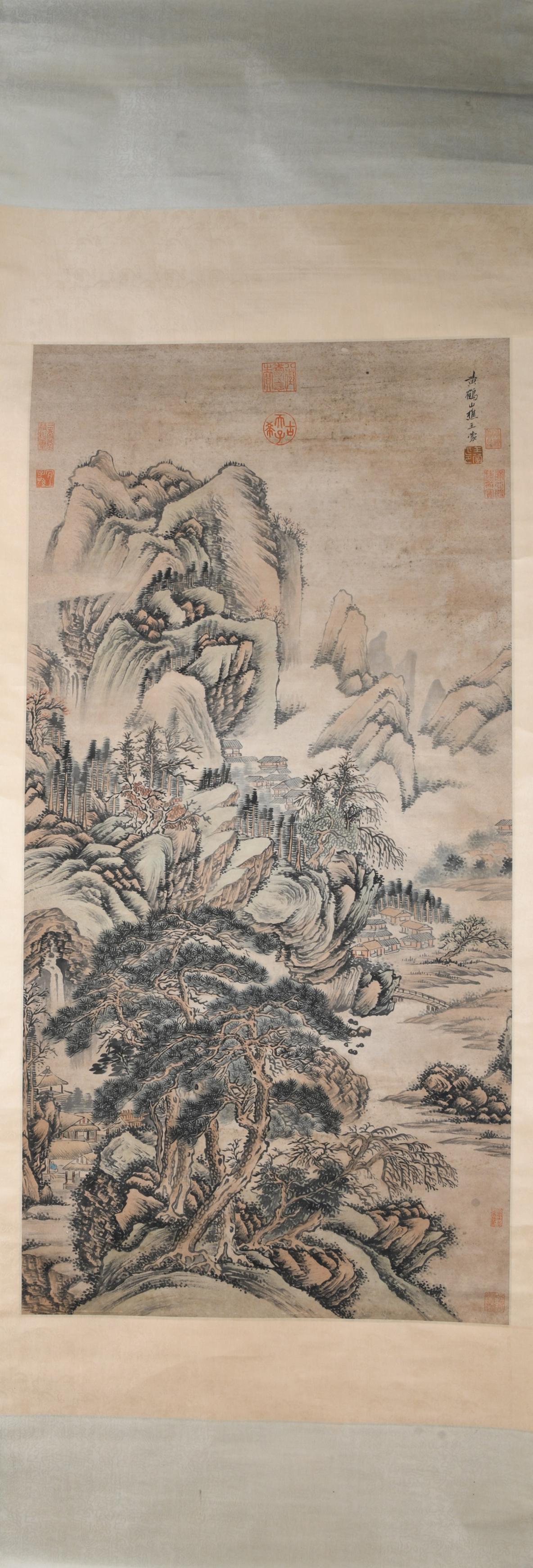 Song dynasty Wang meng's landscape painting: length51.6in,width25.6in,