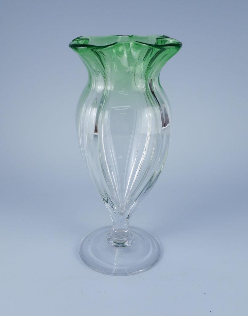 Steuben Grotesque Signed Green Vase Form 7089: Steuben Grotesque 9" Signed Green Vase Form 7089 9in