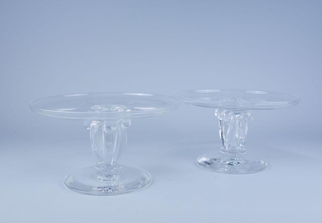 Pair Steuben Crystal Compotes Form 7807: Pair Steuben Crystal Compotes 3 5/8" Form 7807 6 1/2in