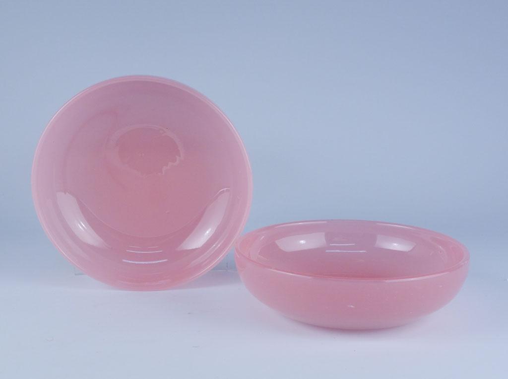 Pair Rosaline Steuben Crystal Bowls: Pair Rosaline Steuben Crystal 5" Bowls 5in