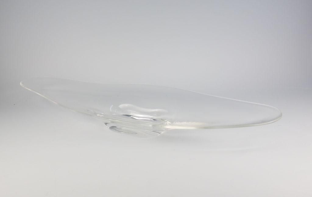 Steuben MCM Console Bowl Designed George Thompson: Steuben Crystal Signed Mid Century Modern Console Bowl designed by George Thompson 23in