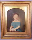 American Folk Art Portrait of Girl With Bunny