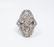 1920s Art Deco Platinum Diamond Sapphire Filigree Ring - 3