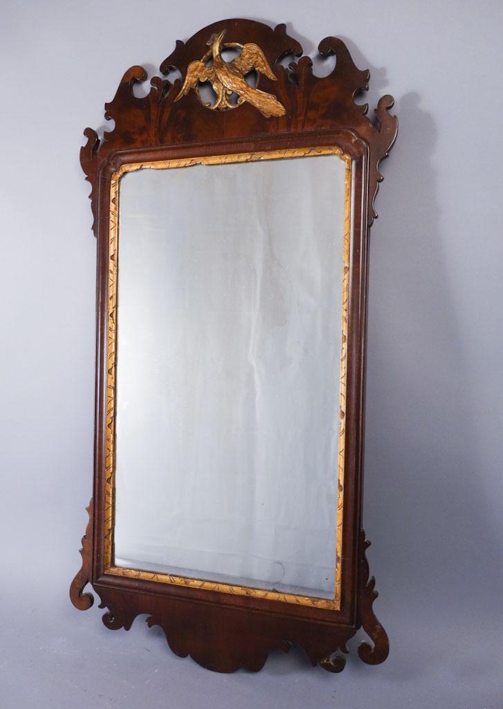 Federal Period 18c Carved Eagle Wall Mirror ~ 52x40: This is a large antique federal mirror with a carved eagle on top Mirror 39.5"x18.5" frame 51.5"x20.75"x1"