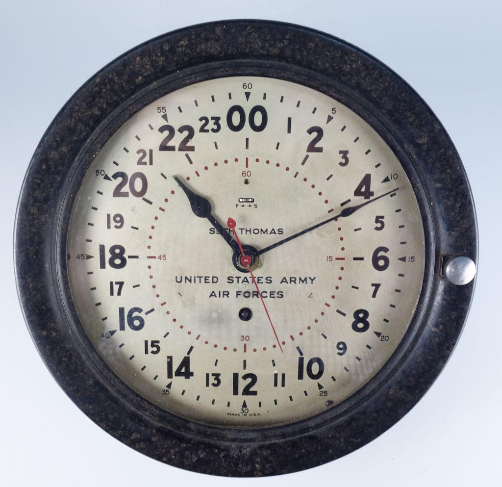 Seth Thomas 24hr Army Wall Clock: This is a vintage 24 hour Seth Thomas army wall clock 10.75" diameter