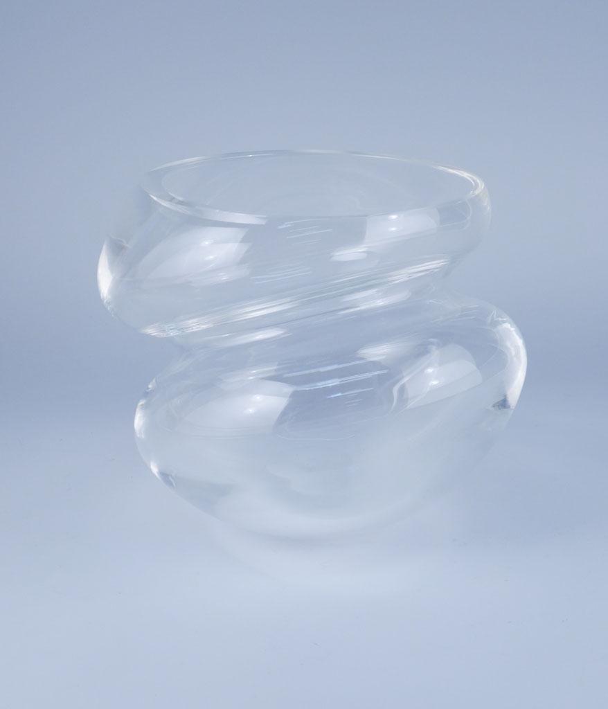 Steuben Crystal Vase Form 8390 designed by Paul Schulze: Steuben Crystal Biomorphic Modern Nibus Vase Form 8390 designed by Paul Schulze 6in
