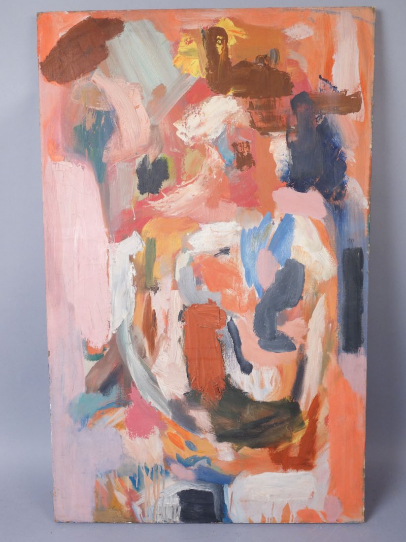 Abstract Painting in manner of Wm de Kooning 38" x 24": This is an original oil painting portrait on board in the manner of Willem de Kooning (1904-1997). From a New York estate, this painting was found with two others also listed in this auction. The prov