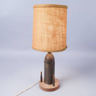 Homemade Shell Case Lamp: Homemade shell case lamp with three bullet shell cases and wooden base. 19 3/4"x 5 1/4"