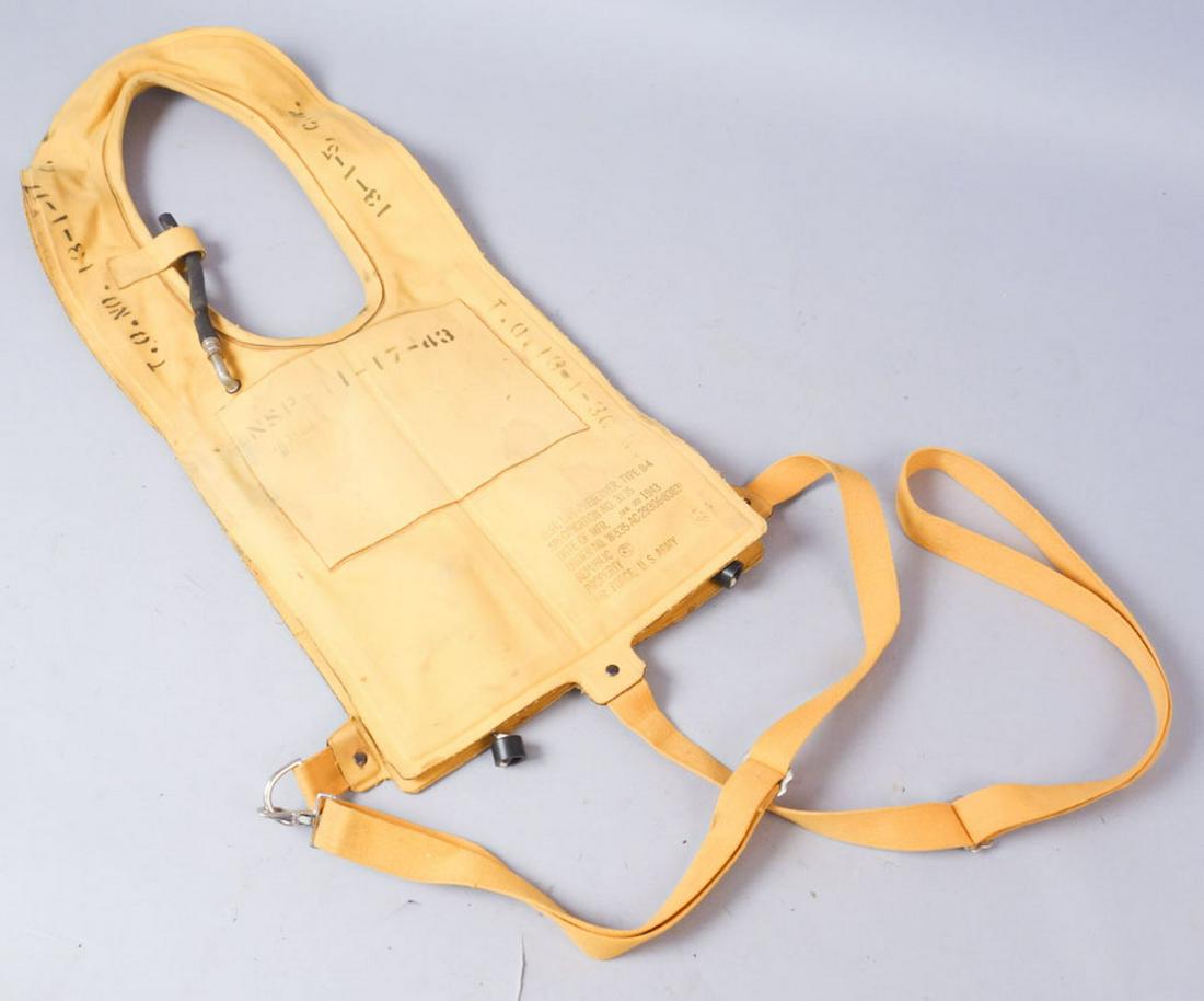 WW2 US Army Airforce Life Vest: Army Airforce rubber life vest. 25 1/2"x10 1/2"