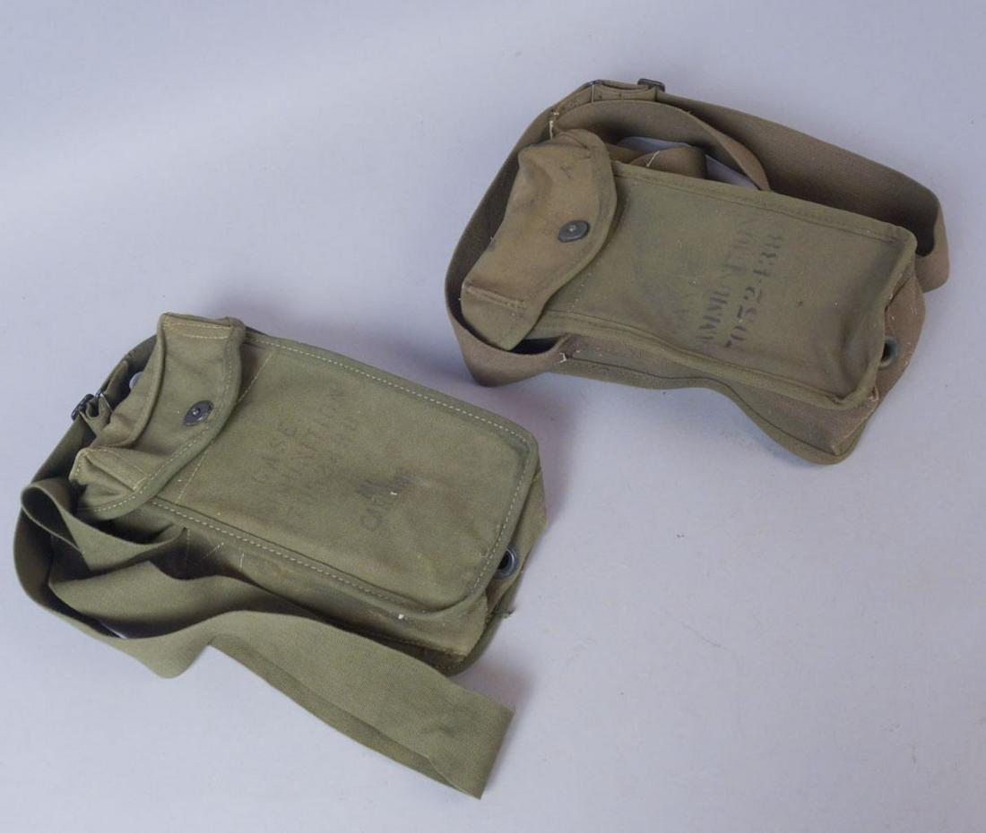 Lot of 2 M1 Carbine Ammunition Bags: 2 Carbine ammunition bags. One marked 1945 and the other undated. 5 1/4"x10"