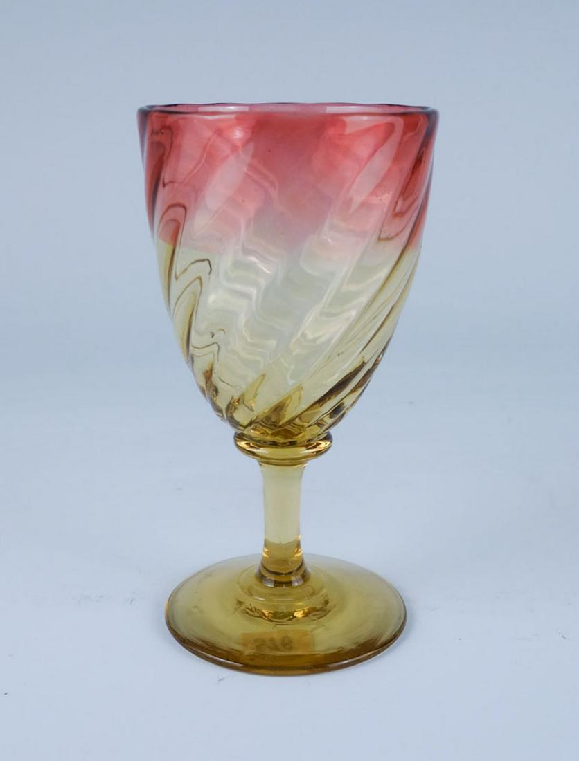 Antique Amberina Art Glass Swirl Wine Goblet: Amberina Swirl Wine Goblet 3 7/8". This wine goblet weighs 1/4 lb.