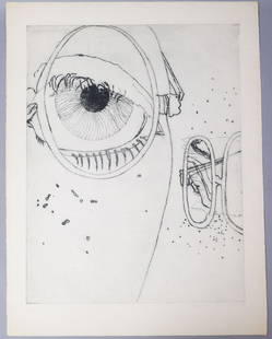 Adriena Simotova Signed Print #4/30 1969: Adriena Simotova signed limited edition 4/30 print of an eye dated 1969. Adriena Simotova (Czech, 1926-2014) Born in Prague, Simotova graduated from the Academy of Arts, Architecture, and Design in