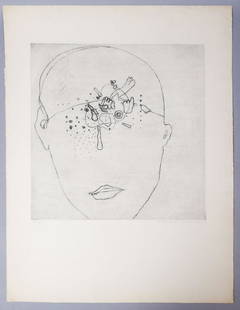 Adriena Simotova Signed Abstract Print 1969: Adriena Simotova signed abract print of a face dated 1969. Adriena Simotova (Czech, 1926-2014) Born in Prague, Simotova graduated from the Academy of Arts, Architecture, and Design in Prague.