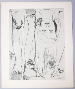 Nadezda Pliskova 1969 Signed Anatomical Print 9/30: Signed Nadezda Pliskova (Czech, 1934-1999) limited edition abstract print dated 1969. Measurements: 19 1/2" x 25 1/4"