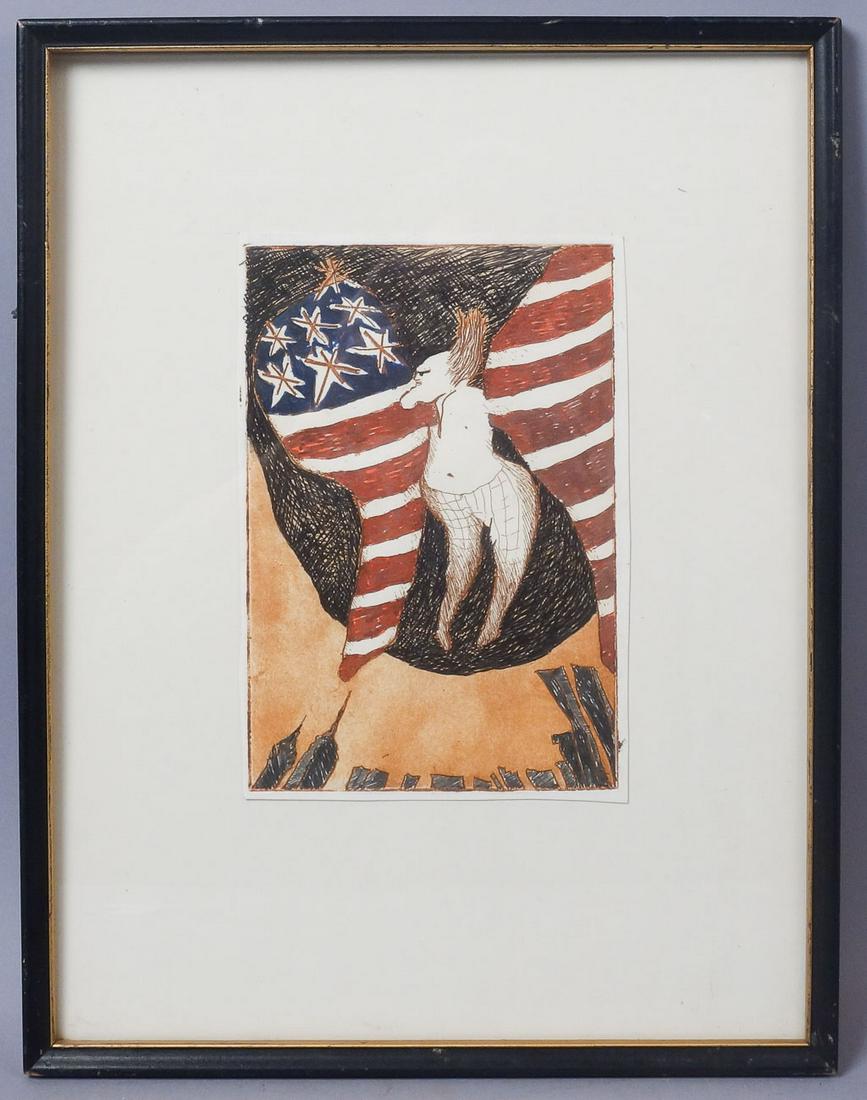 Jan Koblasa Etching "Icaros" 1980: Etching "Icaros" 1980. Jan Koblasa (Czech, 1932-2017) was a Czech sculptor, painter, graphic artist, set designer, poet, musician, and professor emeritus of sculpture at University of Kiel in Germany.
