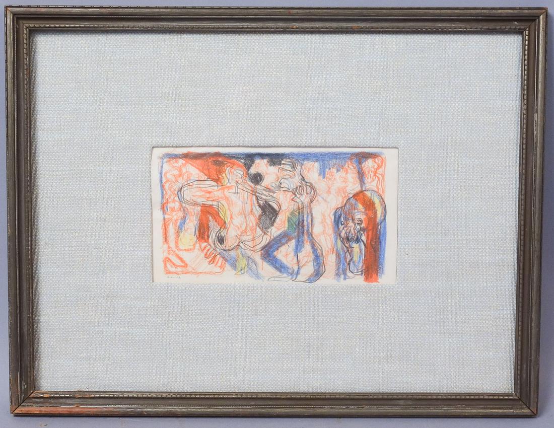 Adolf Benca Abstract Nudes Graphite & Oil Crayon: Adolf Benca (b. 1959)-Born in Bratislava, Adolf Benca and his family immigrated to the United States in 1969. Benca studied fine arts at the Cooper Union for the Advancement of Science and Art, and re