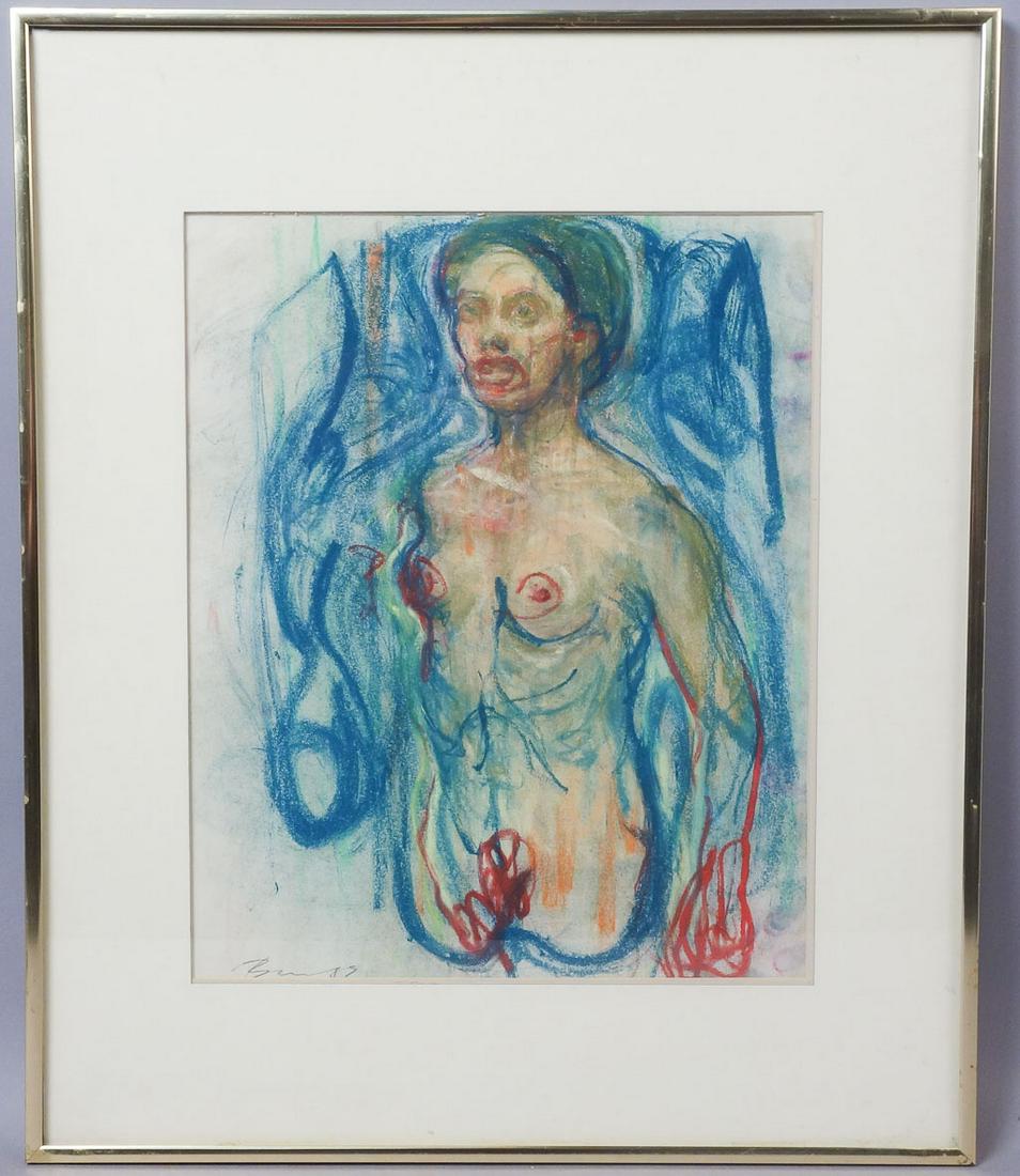 Adolf Benca Signed Pastel Portrait "Nude": Signed Adolf Benca pastel portrait titled "Nude". Adolf Benca (b. 1959)-Born in Bratislava, Adolf Benca and his family immigrated to the United States in 1969. Benca studied fine arts at the Cooper Un