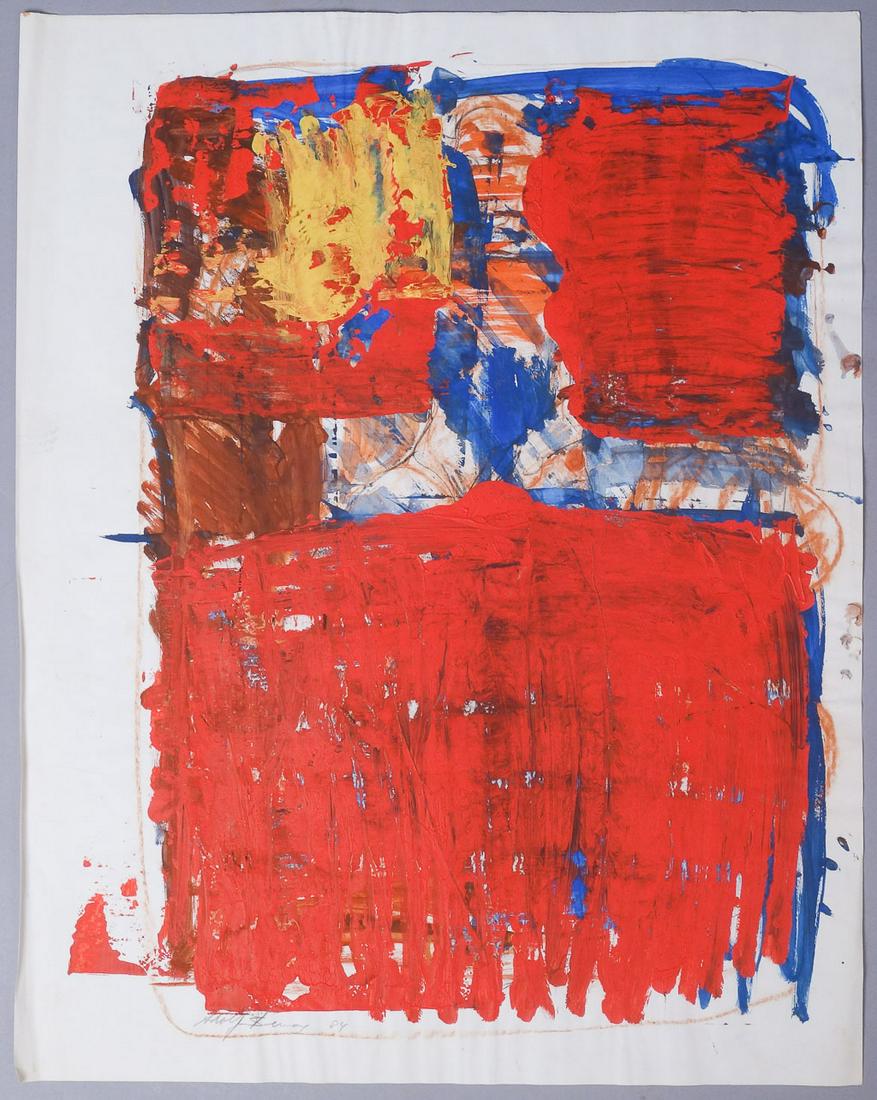 Adolf Benca Signed Abstract Painting 1984: Adolf Benca (b. 1959)-Born in Bratislava, Adolf Benca and his family immigrated to the United States in 1969. Benca studied fine arts at the Cooper Union for the Advancement of Science and Art, and re